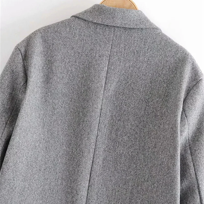 

Women 2020 Fashion Double Breasted Oversized Woolen Coat Vintage Long Sleeve Pockets Female Outerwear Chic Overcoat C353