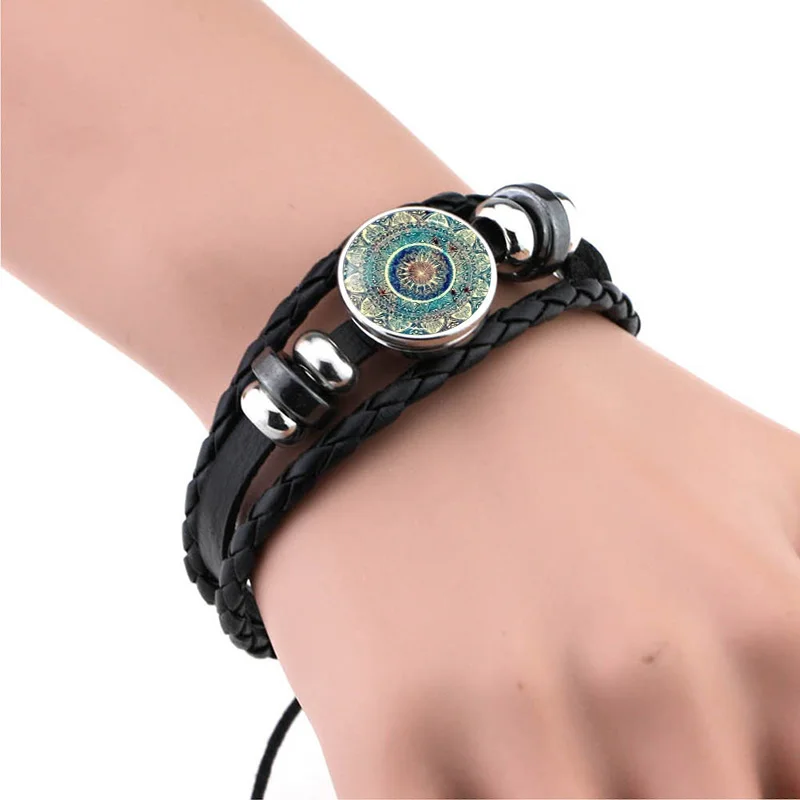 Bracelet Горячая Распродажа, очаровательные серьги с рисунком мандалы, хна, Кристальные серьги, символ йоги Ом дзен, буддизм, стеклянные серьги для женщин, ювелирные изделия - Окраска металла: Bracelet