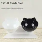 Прозрачный Материал Non-Slip двойной кошка собачья миска с подставкой для кормления животных кота Переводные чаша для защиты шейного отдела кошки