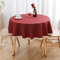 tablecloth plain dyed table cover for dining table simple style red round tablecloth nappe de table for decor banquet christmas