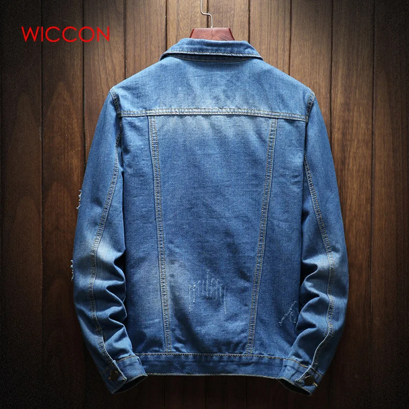Мужская джинсовая куртка модная рваная в стиле хип-хоп ковбойская | одежда