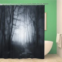 bathroom shower curtain ghost path in dark and scary forest tree creepy polyester fabric 72x72 inches waterproof bath curtain