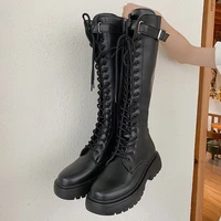 2021 summer new knight boots net retro college british style thick bottom thick heel motorcycle boots fashion
