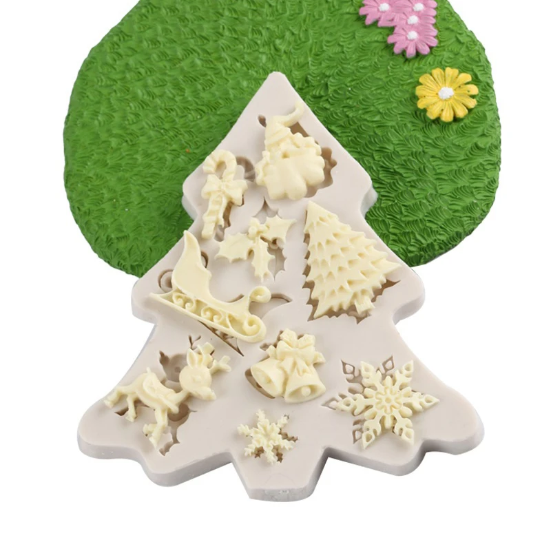 Christmas Style Silicone Cake Decorating Mold Creative Chocolate Candy Fondant Molds Heat Resistant Baking Tools | Дом и сад