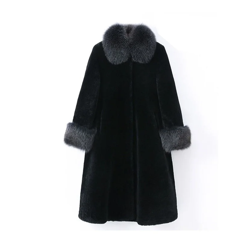2022 Faux Fur Coat Female Spring And Winter Imitation Mink Fur Coat Fox Fur Large Fur Collar Loose Winter Warm Parkas Jackets
