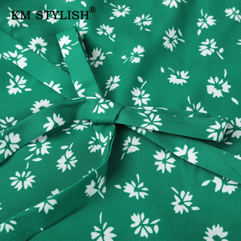 

Women V-neck Floral Print Bow Sashes Casual Dresses Fresh Short-sleeve Fashion Female Chiffon Dress