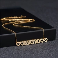 fashion shiny letter name love heart pendant necklace for women stainless steel jewelry custom name necklace gift to girlfriend