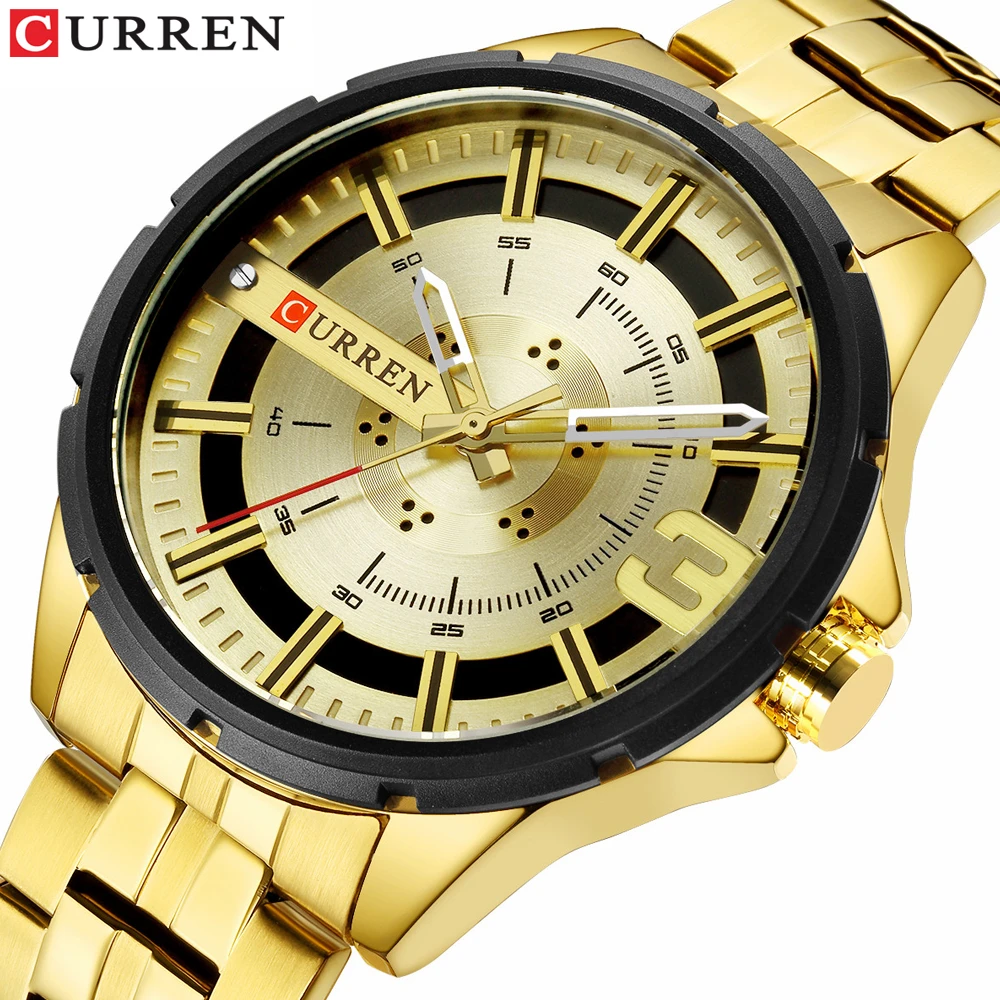 

Gold watches for men luxury brand CURREN business watch men fashion clock Quartz stainless steel bracelets waterproof