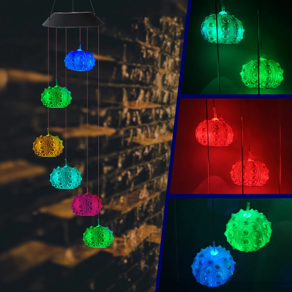 Ветряной колокольчик с украшением в форме светильник морской еж солнечной