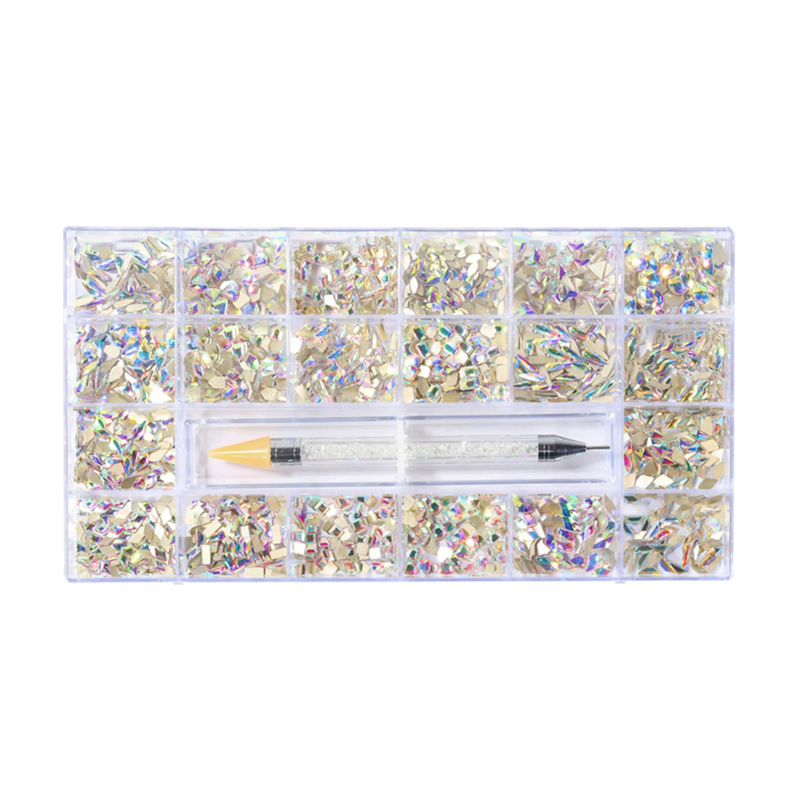 

Набор для маникюра стразы, профессиональная ручка с кристаллами и плоским основанием, 21 ячейка, для самостоятельного маникюра и нейл-арта, г...