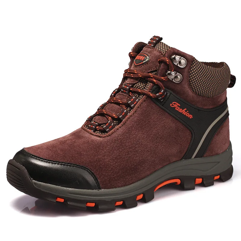 

Nice Spring Men Outdoor Shoes Winter Plush Combat Boots Man Lace-up Casual Shoes Men Leisure High-top Hiking Shoes Sheep Suede