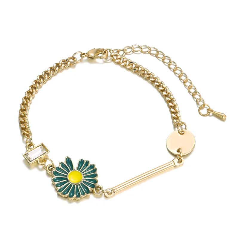 

New Rose Metal Bracelet Chain Bracelet Zinc Alloy Gift Girl Valentine Bracelets for Women Charm Bracelets Daisies Flower 618