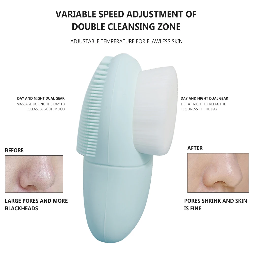 

RUBYONLY Double Sided Silicone Facial Cleansing Brush Skin Care Silicone Face Cleanser Clean Blackhead Removal Exfoliating Face