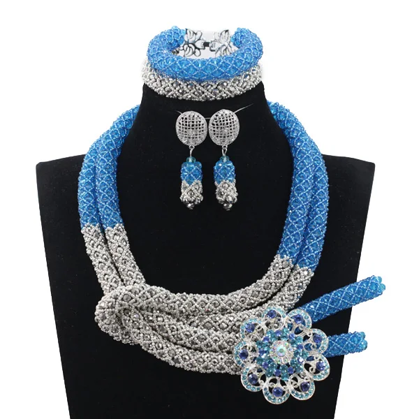 Великолепный синий и серебряный Африканский бриллиант набор ювелирных изделий