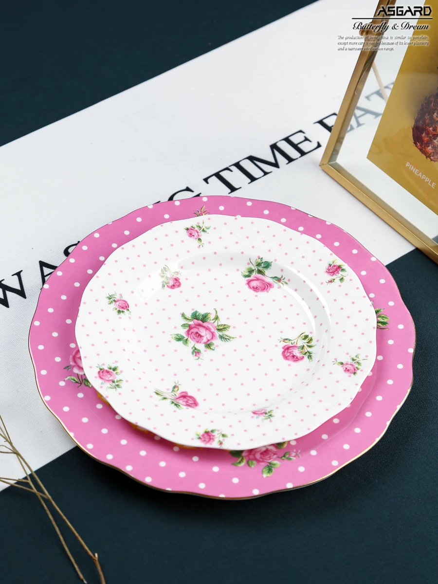 

Fine Bone China Dinner Plate Ceramic Plate For Cake，dessert，Fruit Home Tableware Sets Free Shipping