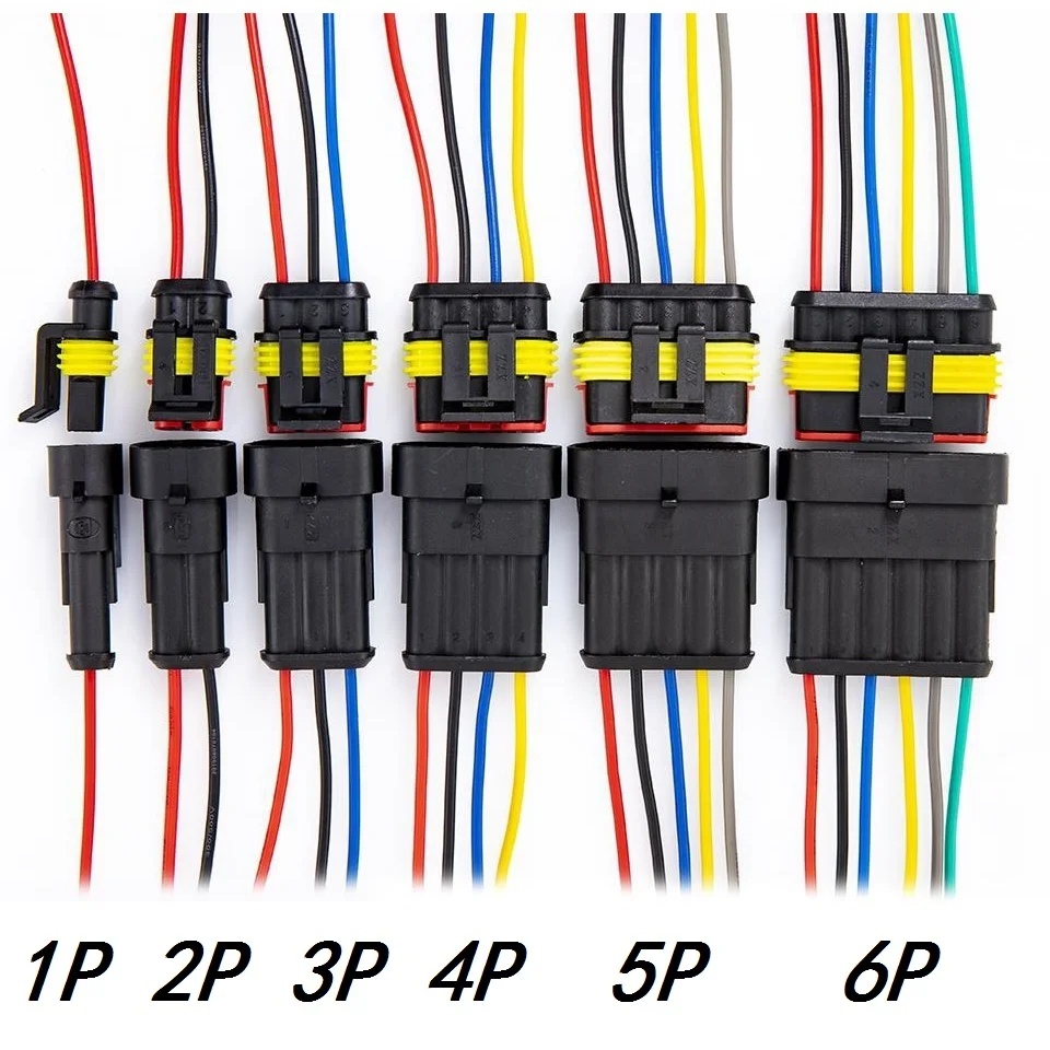 

1set AMP 1P 2P 3P 4P 5P 6P Way Waterproof Electrical Auto Connector Male Female Plug with Wire Cable Harness for Car Motorcycle