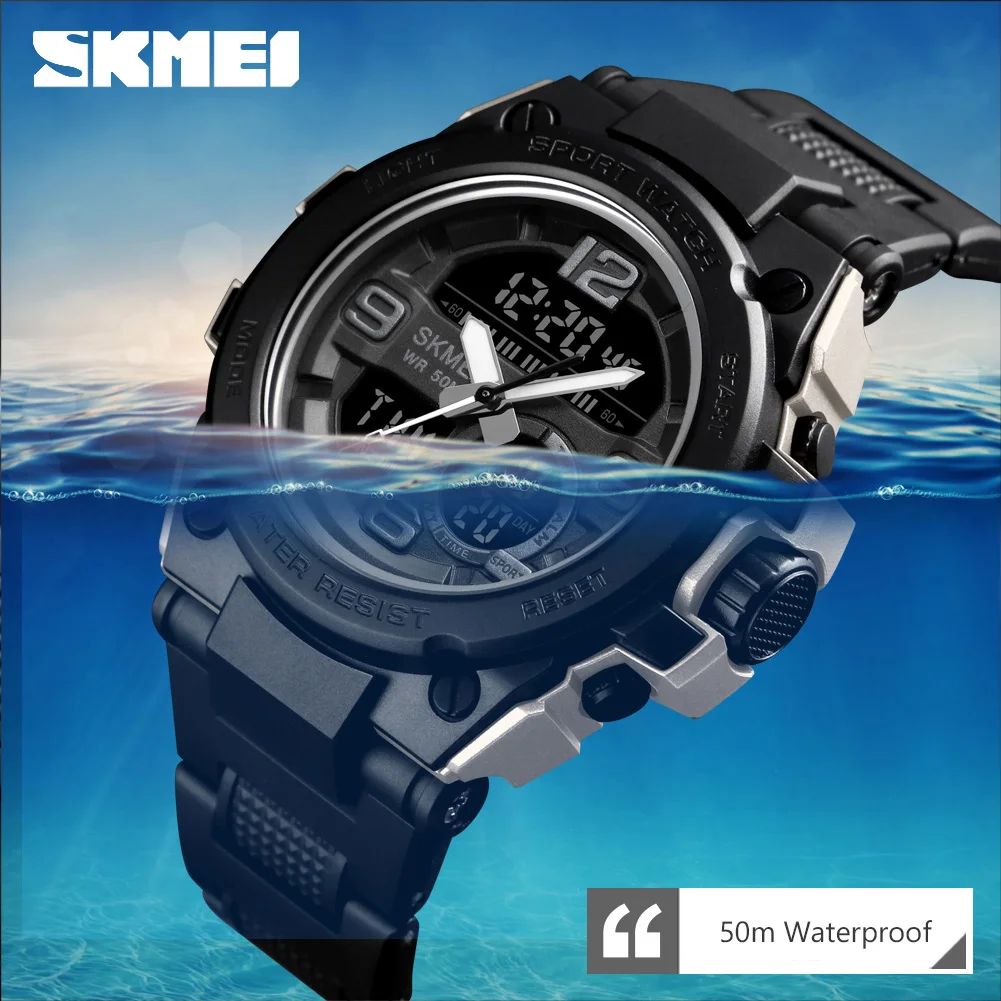 

SKMEI Luxury Men Analog Digital Watch Army Military Sports Watches 5Bar Waterproof Male Wristwatch Clock Relogio Masculino 1452