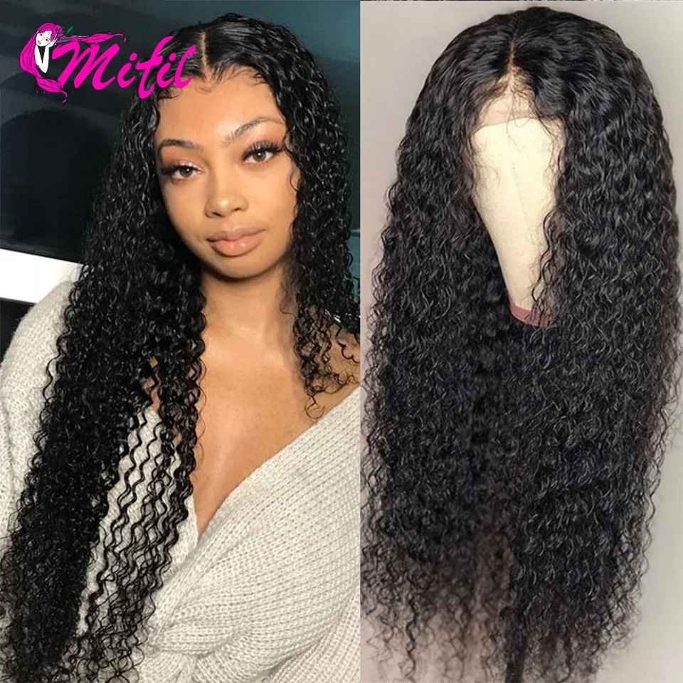 

Mifil Kinky Curly 100% Remy Human Hair Wigs For Women HD Lace Wigs Pre Plucked With Baby Hair 13x4 Front Natural Color 32 Inch
