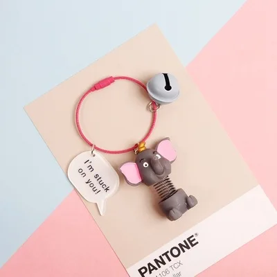 Милый брелок с мультяшными животными креативной вибрирующей головой женская