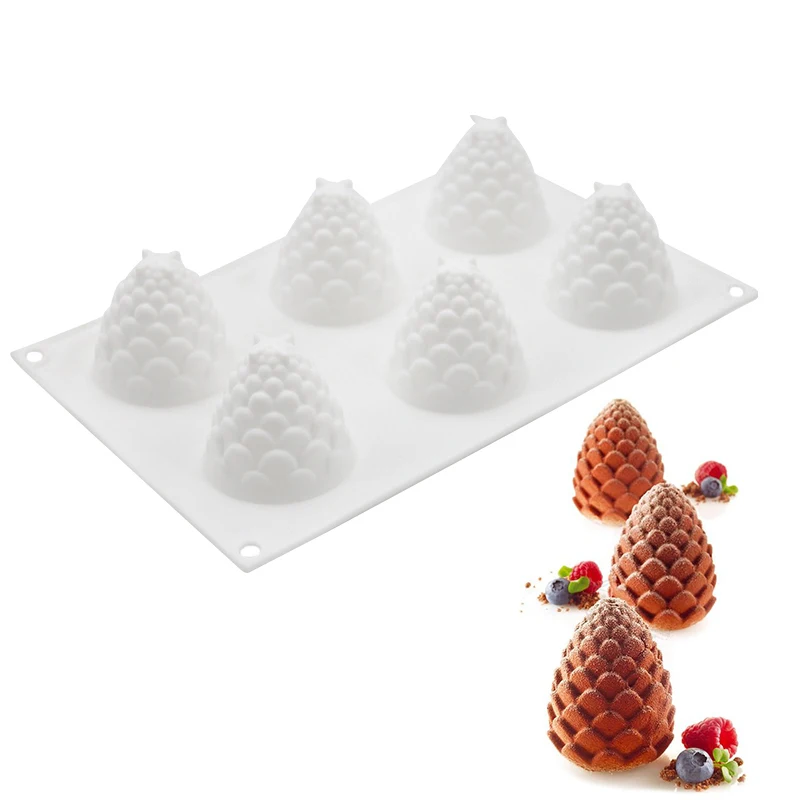 6 Cavity Pine nuts 3D силиконовая форма для торта в форме фруктов, форма для мусса, десерта, форма для яблока, лимона, груши, печенья, шоколада, формы для выпечки, сделай сам, противень для выпечки - Цвет: 6 Cavity Pine nuts