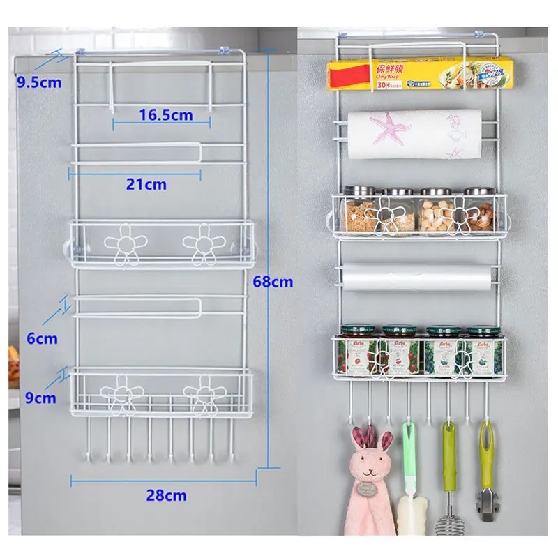 

Multi-functional Refrigerator Rack Fridge Side Shelf Multi-Layer Sidewall Holder Kitchen Supplies Hanging kitchen Hook Folding