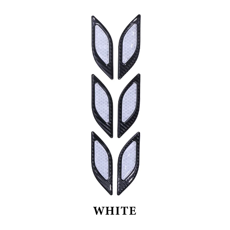 Style C White 2 шт. 3D автомобиля светоотражающие задние анти-столкновения полосы углеродного волокна бампер полоски Предупреждение льная лента Безопасный отражатель наклейки декор - Цвет: Style C White