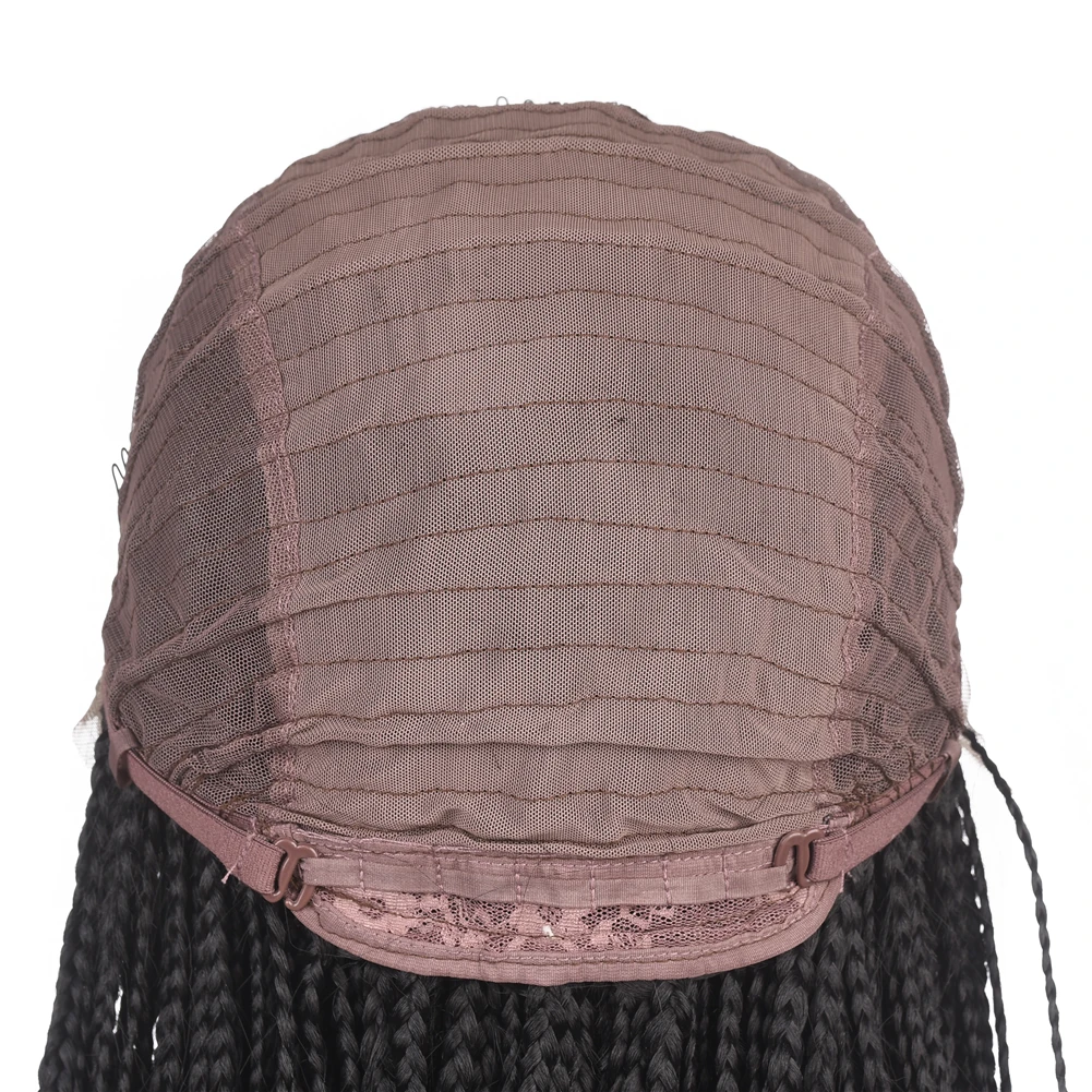 

Long Braided Box Braids Synthetic Lace Front Wig Heat Resistant Fiber Hair 13X3 Black Glueless Lace Wig For Women With Baby Hair