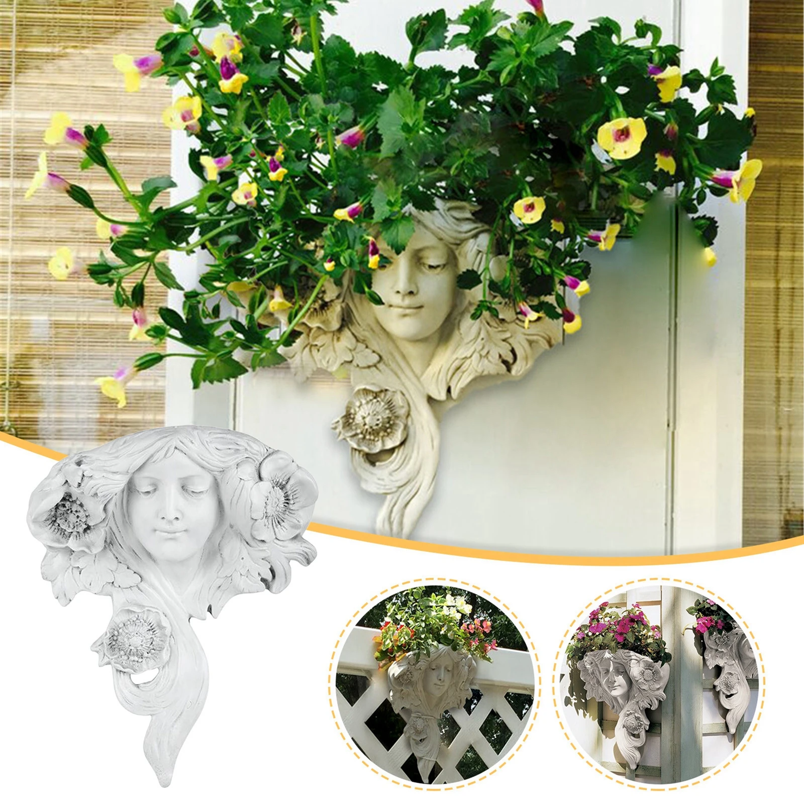 

Sculpture Flower Vase, Wall Mounted Angel Succulent Plant Pot for Home Decoration