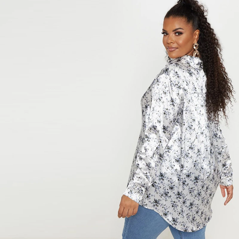 Kissmilk Spring New Fashion And Sexy Turn-down Collar Patterned Show Thin Rural Wind Large Size Soft Long Sleeve Shirt Women