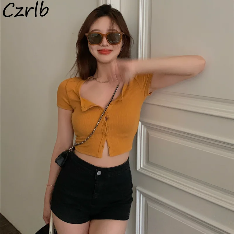 Футболка женская повседневная уличная одежда в Корейском стиле однотонный