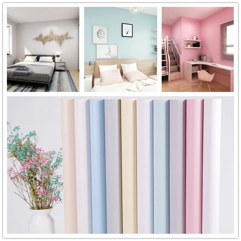 

Solid Color Waterproof Moisture-Proof Wallpaper Self-adhesive Bedroom Dormitory Decoration Background Wall Sticker