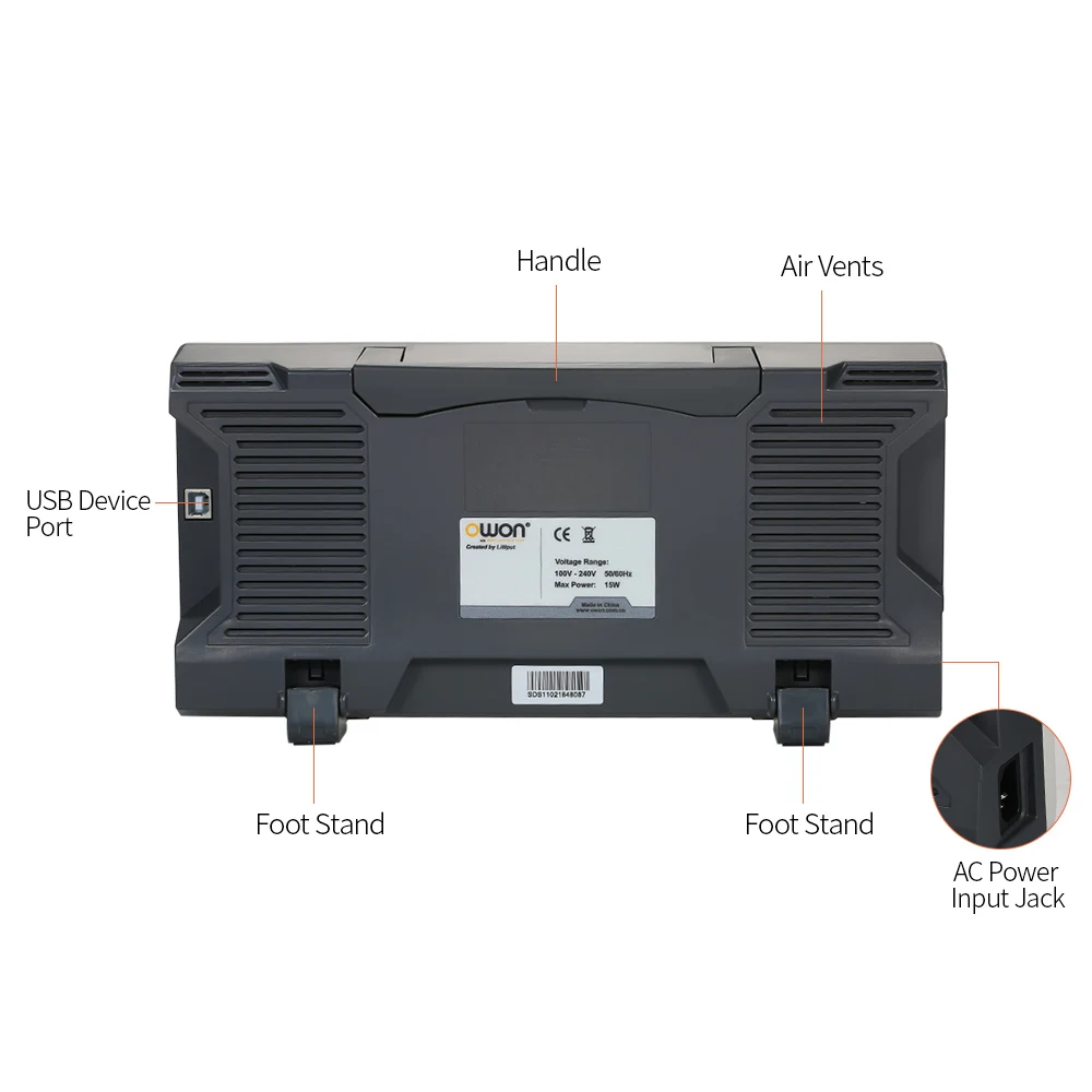 Owon SDS1102 Oscilloscope Oscillometer Digital Storage 2CH 100MHz 1GS/s 7-inch LCD Display | Инструменты