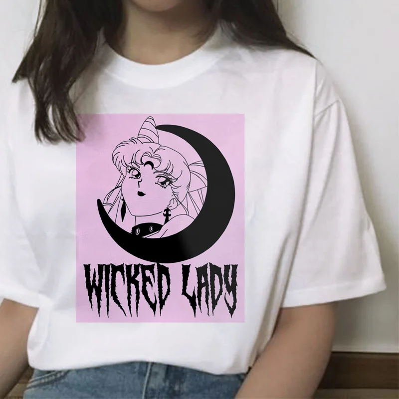 Сейлор Мун кавайная футболка кошка harajuku Женская ulzzang футболка корейский Графический Топ мультяшная Футболка короткий рукав женская забавная