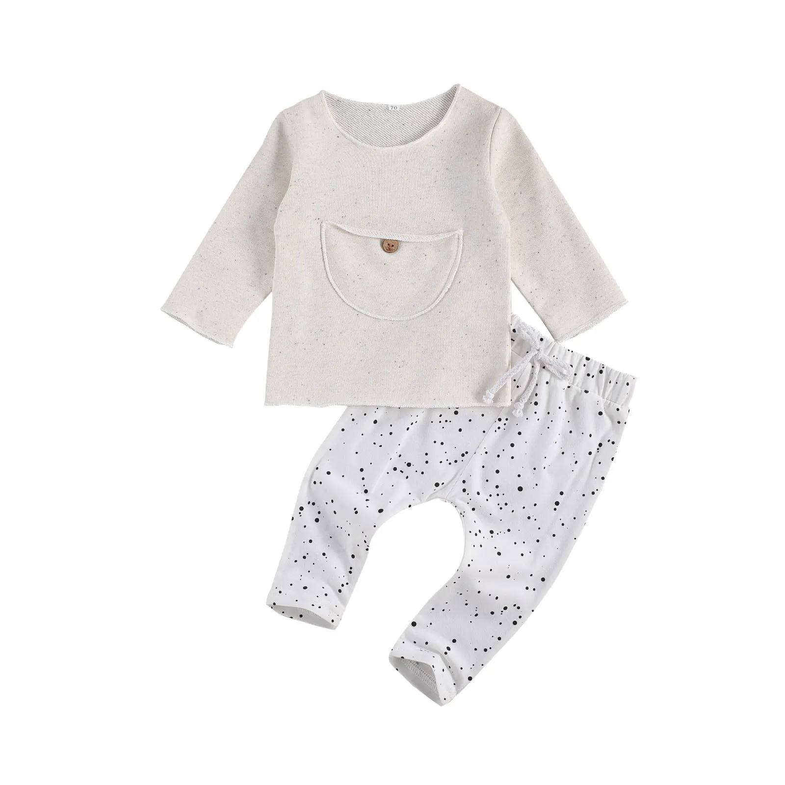 

Newborn Baby Girls Boys Polka Dot Long Sleeve O Neck Top Casual Pants Toddler Infant Autumn Spring Cotton Outfits 0-24M