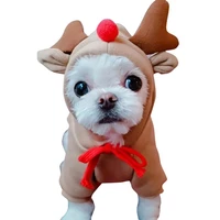 1 piece winter warm cotton dog hoodies for christmas costume fashion puppy kitten clothes with antlers small dog teddy supplies