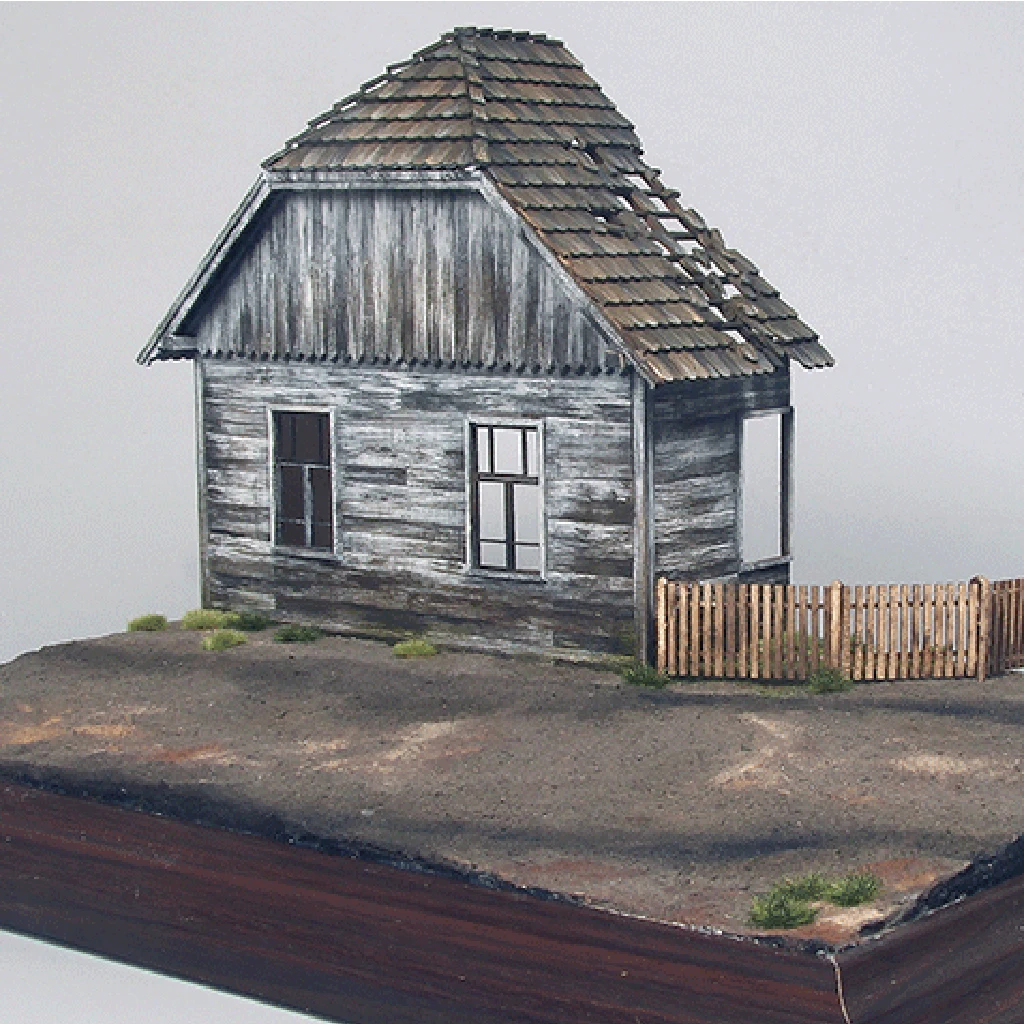 1/35 Деревянный Европейский дом Diorama руины битвы военная конструкция модель сцены