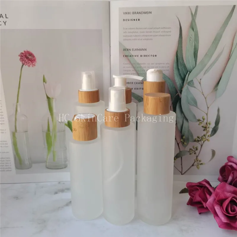 

Бамбуковая крышка контейнера для косметики 50 мл 100 мл 120 мл 150 мл матовая Стекло пустые тонер бутылка брызга бутылки для лосьона