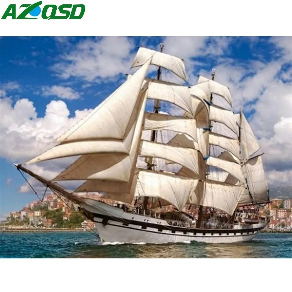 Azqsd алмазная живопись кораблей 5D DIY Бриллиантовая мозаика домашний Декор Картина из страз живописный алмазный узор ручной работы подарок