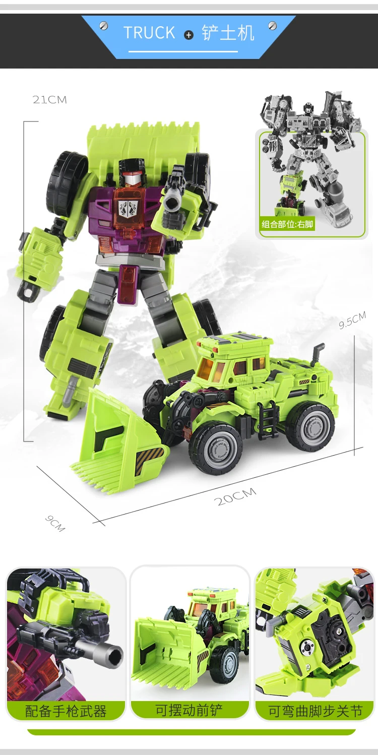 

BEST PRICE NBK Devastator 6IN1 Sets Bulldozer Bonecrusher GT KO Transformation Figure Toy