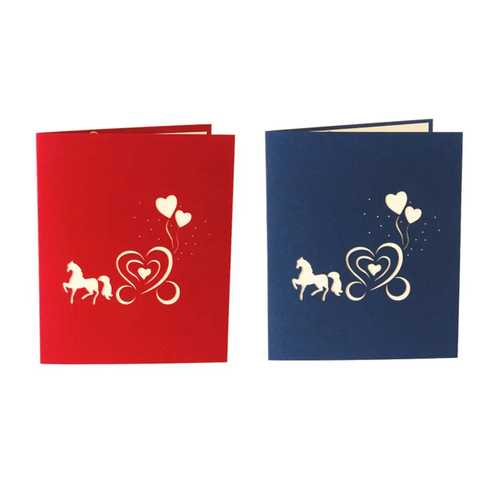 3D Pop Up Paper Laser Cut Greeting Cards Creative Handmade Kirigami Wedding lnvitations Love Carriage Postcards Wishes Gifts | Дом и сад