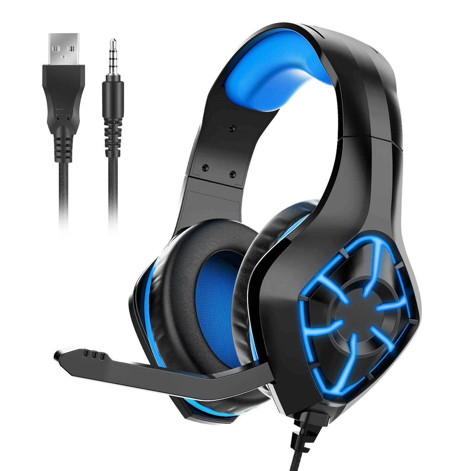 

Wired Breathing Lamp Gamer Headset HD Call Noise Reduction Microphone Headphone With Folding Storage Strong Bass For Video Game