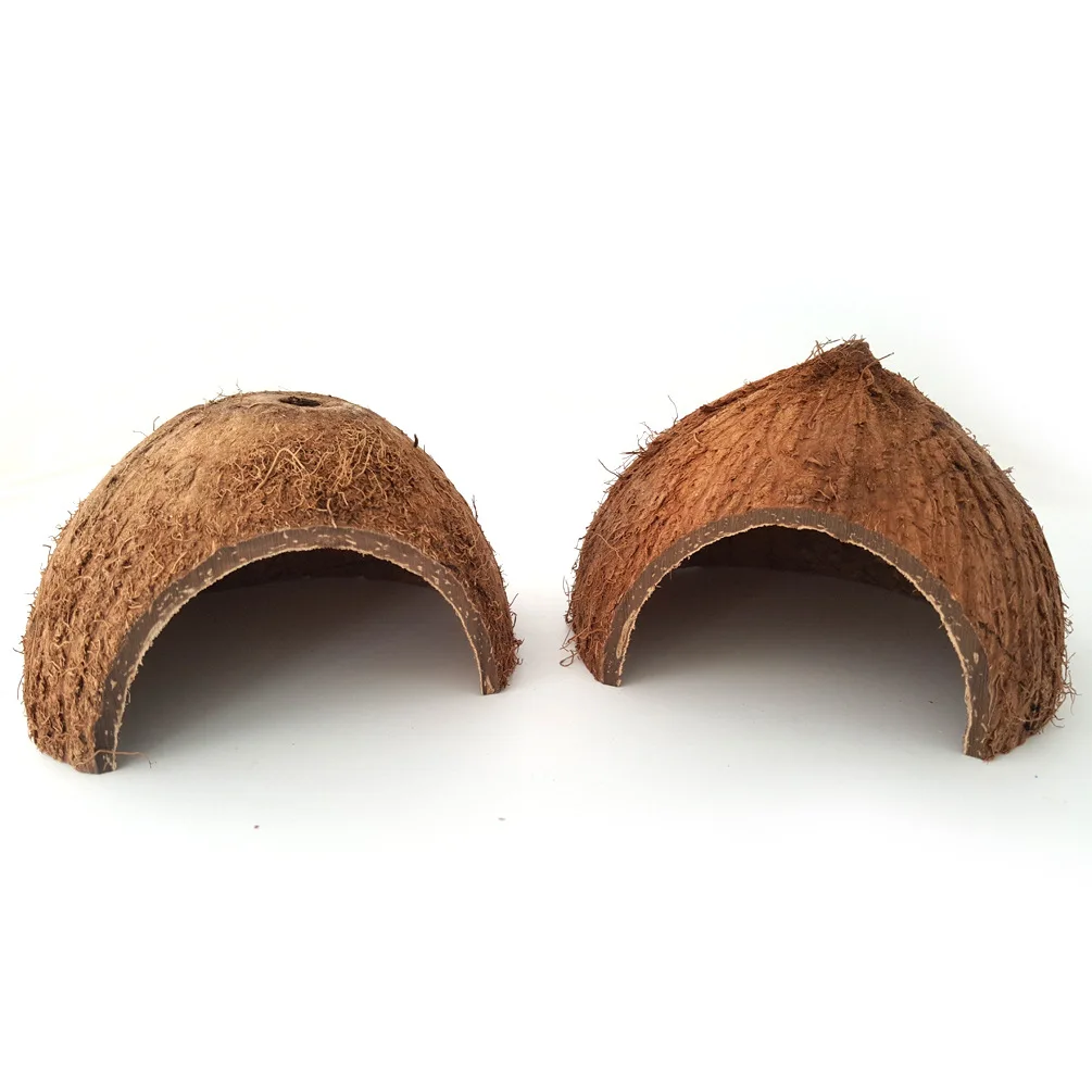 Small Pets Nest Portable Coconut Shell Mini Wooden House Cave for Tortoises Scorpions | Dog Beds/Mats
