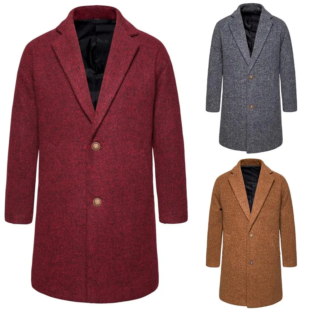 

2019 Men Winter Warm Trench Woolen Coat Slim Fit Casual Business Overcoat Men Coat