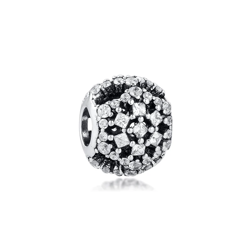 

Charms fits for Bracelet Necklace Snow Flurry Beads with Clear CZ 100% 925 Sterling Silver Jewelry Free Shipping