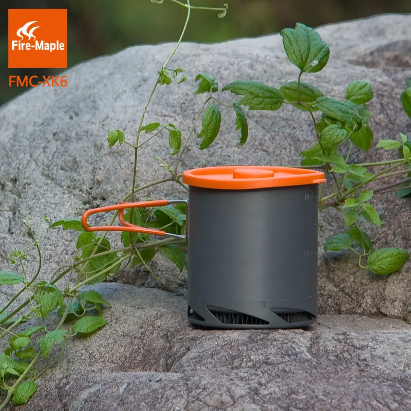 Fire Maple FMC-XK6  Heat Exchanger Pot 1L Foldable Cooking Pots with Mesh Bag Outdoor Camping Cookware