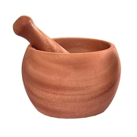 pounded garlic jar mortar kitchen wooden grinder round smooth hand polished pestle set for grind herbs spices grains pepper