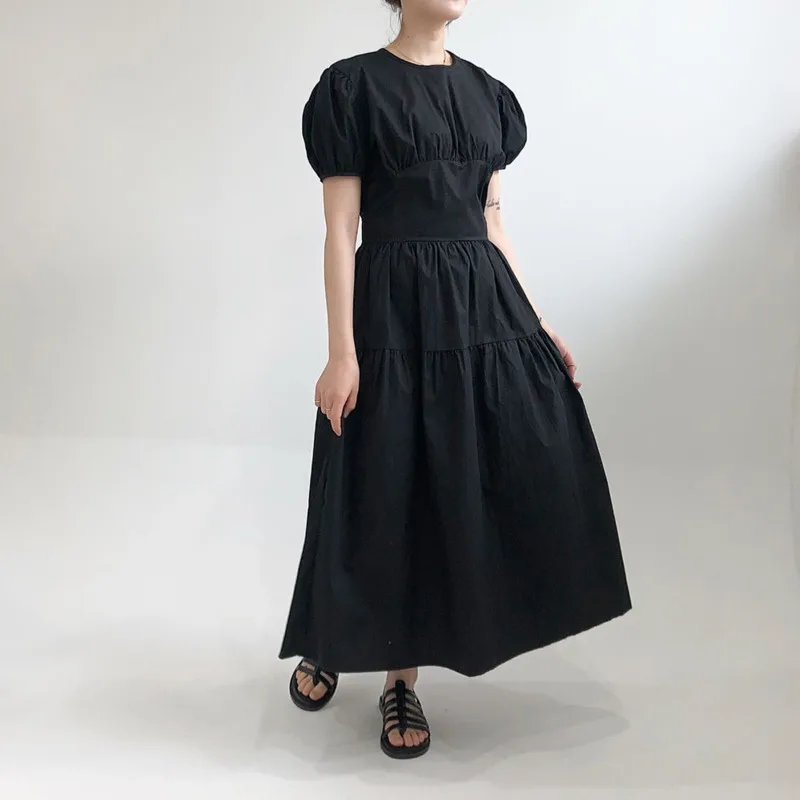 Женское винтажное платье SHENGPALAE длинное тонкое с высокой талией и рукавами