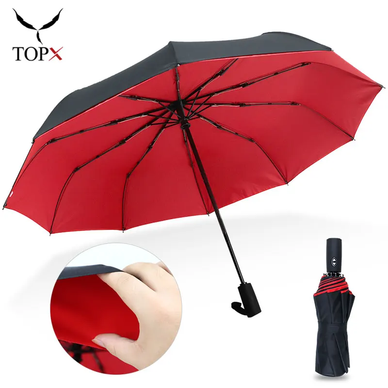 Двойной автоматический 3 складной зонтик сильный Ветрозащитный женский кабель