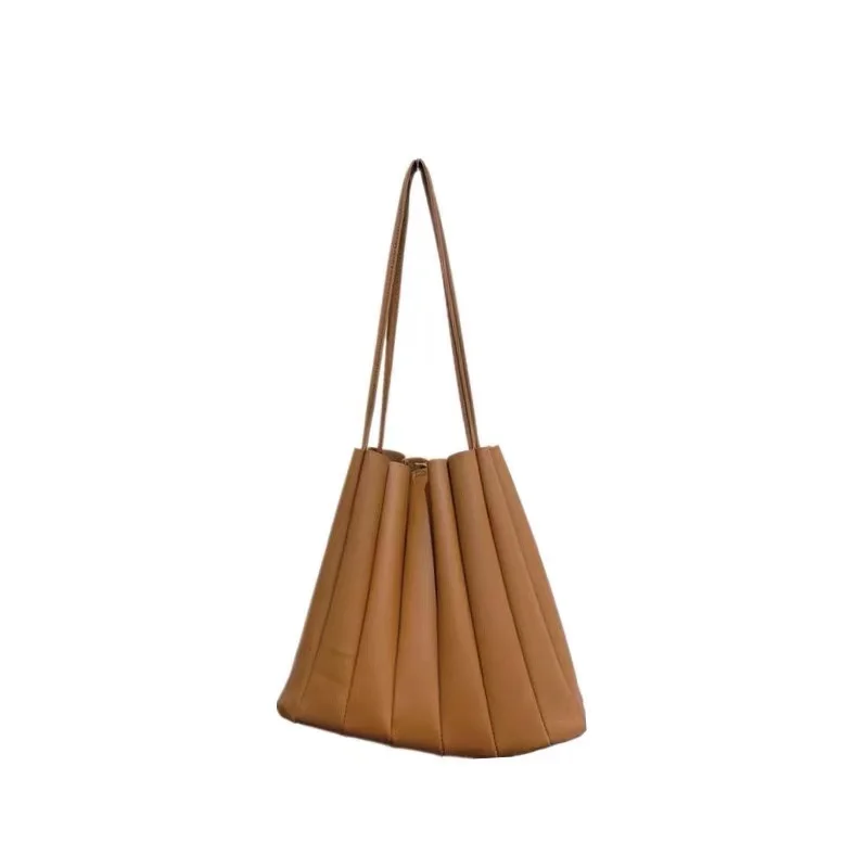 

Pure color pleated female bag, medium female bag, organ designer chic female bag set, Japanese lady shoulder bag