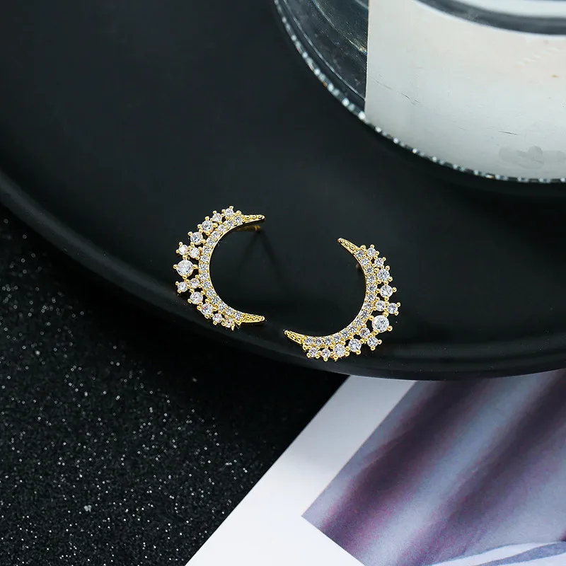 Корейские Изящные циркониевые серьги со звездой и Луной для женщин 2020 новые